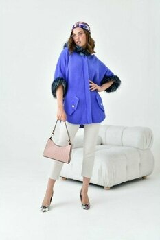 FTZ Women Kadın  Kürk Detaylı Panço  Mor 20701 - 38 - 40