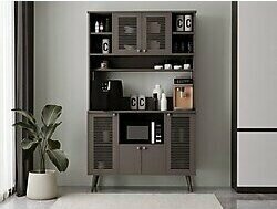 Kahve Köşesi 120 cm %100 Mdf Panjur Kapak Çok Amaçlı Dolap Gri