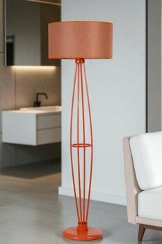 Hedar Turuncu Lambader Silindir Hasır Turuncu Abajurlu - Çok Renkli