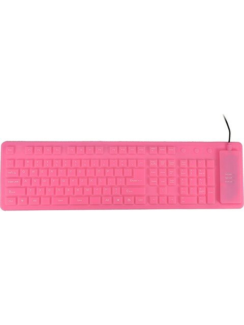 Buyfun 108 Tuş USB Pembe Esnek Katlanabilir Klavye