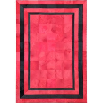 Dericibey Kırmızı Renk Dana Derisi Patchwork Halı 170 x 240 cm