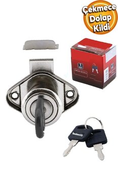 Badem10 Oval Çekmece Kilidi Dolap Mobilya Kilit Mandallı Dolabı Kilitle Metal 2 Anahtarlı