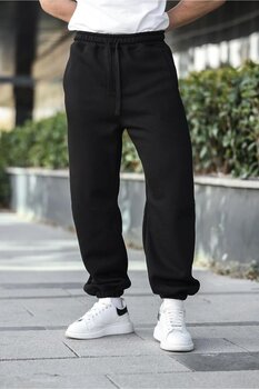 Madmext Siyah Rahat Kesim Paçası Lastikli Erkek Eşofman Altı S Beden