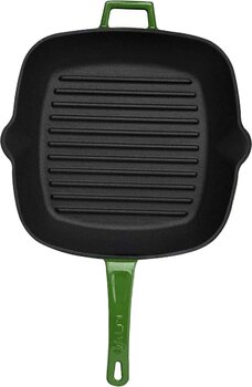 Lava Kare Demir Döküm Metal Kulplu 26 cm Izgara Tava Yeşil