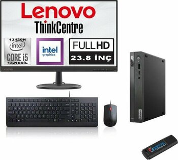Lenovo Thinkcentre Neo 50Q Gen 4 Intel Core I5-13420H 16GB 512GB SSD 23.8 Inç Monitör Freedos Mini Bilgisayar M12LN006KTRF01 + Zetta Flash Bellek