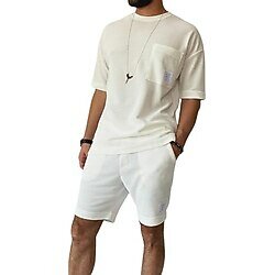 Alışveriş Sokağı Spor Alt Üst Şort Tişört Takım Ekru XL