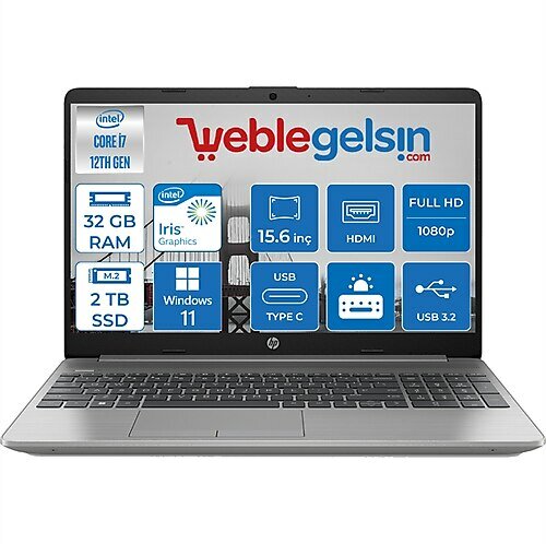 HP 250 G9 6Q8M8ES44 15.6 inç Intel Core i7 1255U 32 GB 2 TB SSD Intel Graphics Win 11 Professional