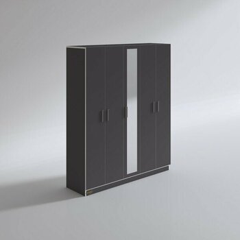 Kenzlife gardırop 5 kapaklı kapılı 150 lilyum gri aynalı gardolap dolap