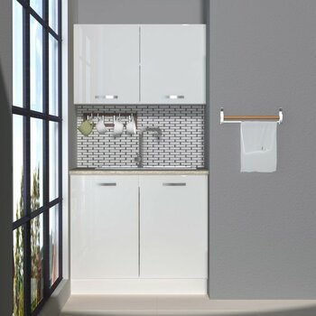 Decoraktiv Mini 90 MDF Hazır Mutfak Dolabı - Tezgah Dahil - Parlak Beyaz