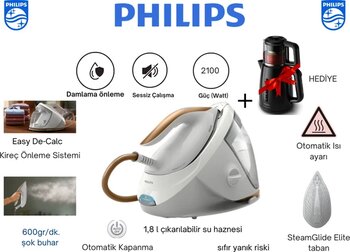 Philips 7000 Serisi Perfectcare Buhar Kazanlı Ütü, 1,8 Lt Çıkarılabilir Su Haznesi,