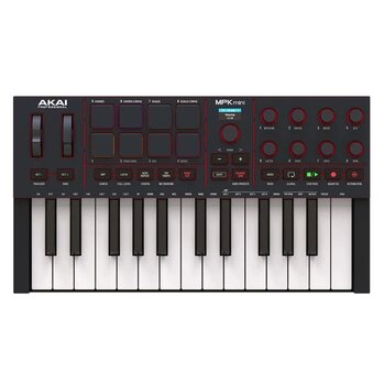 Akaı Mpkmını 4 Siyah Müzik Prodüksiyonu 25 Mini Tuş Mıdı Klavye