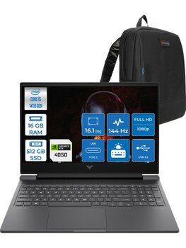 Hp Victus 16-R1708nt Intel Core I5 14450Hx 16Gb Ddr5 512Gb Ssd Rtx4050 6Gb 16.1" Ips Fhd (1920 X 1080) 144Hz 300Nıt Freedos Taşınabilir Bilgisayar Bl6w5eaf02 + Zetta Çanta