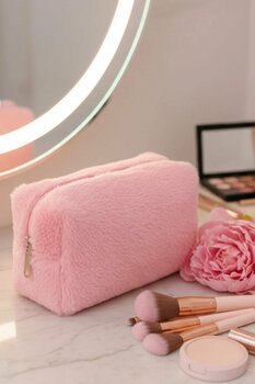 mon angel Yumuşak Peluş Makyaj Çantası Seyahat/Kozmetik Düzenleyici Çanta