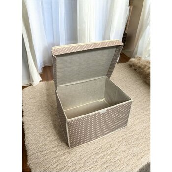 Mini Saklama Kutusu Seti, Krem Puantiye, 30X40X25 Cm, Organizer Kutu - Seçenek 1 - Ahşap - Bej