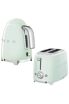 SMEG 50's Style Retro Pastel Yeşil Kettle Ve 1x2 Ekmek Kızartma Makinesi Seti
