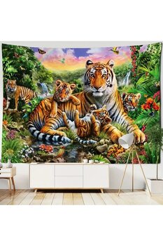 GREENDECOR Kaplan Aile Arslan Aşk Sevgi Doğa Duvar Örtüsü Duvar Halısı Duvar Dekorasyonu Dekoratif Duvar Sanatı