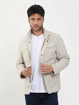 Dufy Bej Erkek Regular Fit Düz Renk Hakim Yaka Safari Mont - M