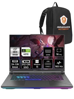 Asus Rog Strix G16 I9-14900hx 24gb 512gb Ssd Rtx4070/8gb 165hz 16" Wuxga W11p N3088 & Per4 Çanta