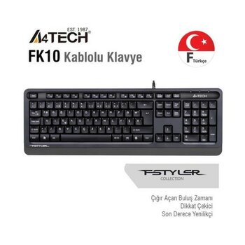 A4 Tech FK10 F USB Kablolu mm Klavye Gri