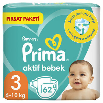 Prima Pampers Aktif Bebek Fırsat Paketi Bebek Bezi Beden 3 62'li