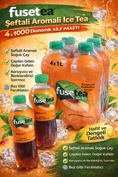 Fuse Tea Fusetea Şeftali Aromalı Ice Tea 4x1 Litre 1000 ml x 4 Soğuk Çay