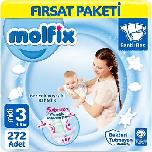 Molfix Bebek Bezi 3 Beden Fırsat Paketi 272 Adet