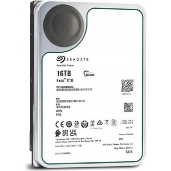 Seagate 3.5" 16TB Exos ST16000NM000J 7200 Rpm 256MB Sata-3 Nas ve Güvenlik Diski