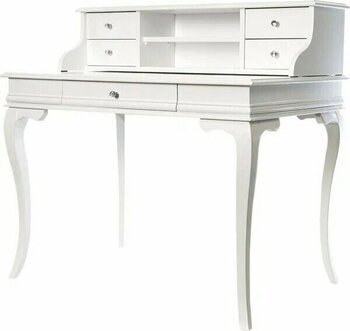 Wooding Mobilya 110 cm Çekmeceli Masif Beyaz Lake Raflı 110 x 70 x 80 cm Çalışma Masası