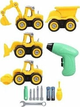 Toyaş Eğitici Sök Tak Oyuncak 4 lü İş Makinaları Pilli Matkaplı Tamir Seti 76 Parça Ekskavatör,Kepçe ,Sili