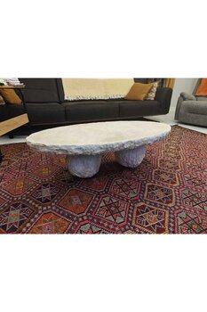 niza dekorasyon Doğal Traverten Orta Sehpa - Ham Kenar Tasarım - 60x110 cm Yükseklik 40 cm