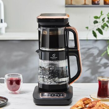 Karaca Çaysever Robotea Pro Konuşan Otomatik Çay ve Filtre Kahve Demleme Makinesi 2500W - Rose Gold