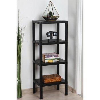 Frapan Home 4 Katlı Plastik Raf Ünitesi Mutfak Rafı Banyo Rafı Balkon Rafı Banyo Düzenleyici - Siyah