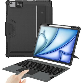 Mena Rise iPad Air 13" (M3 2025/M2 2024), iPad Pro 12.9" (6./5./4. /3. Nesil) Sağlam Kılıf Çıkarılabilir Klavye, Sihirli Izleme Dörtgeni, Portre/ma...