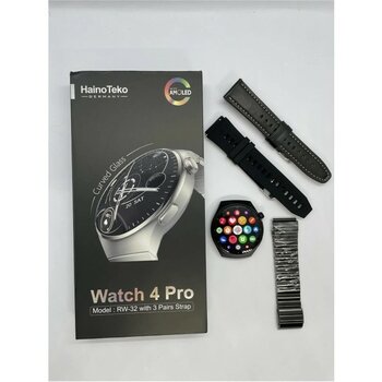 Serreha Haino Teko Watch 4 Pro RW32 Curved Amoled Ekran 3 Kordon Akıllı Saat - Koyu Siyah
