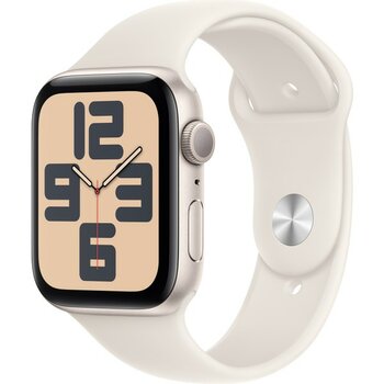 Apple Watch SE GPS, 44 mm Yıldız Işığı Alüminyum Kasa ve Yıldız Işığı Spor Kordon - M/L - Starlight - M - L
