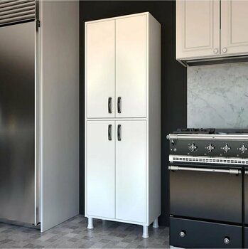 Rani Mobilya Rani F1 Çok Amaçlı Dolap 4 Kapaklı 6 Raflı Banyo Kiler Mutfak Dolabı Beyaz M4