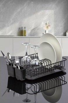 Okyanus Home Tek Katlı Modern Tabaklık - Bulaşıklık Siyah