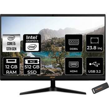 Acer Aspire C24 Intel Core I5 1335U 12GB 512GB SSD 23.8" Fhd Fdos All In One Bilgisayar & Per4 USB Bellek DQBKMEM006P307