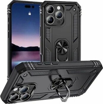 Kilifone Yüzüklü Zırh Tank Vega Siyah iPhone 16 Pro Max Kılıf