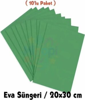 Minopi Yeşil Renkli Eva Süngeri 20X30 cm 10'lu Paket 1.5 mm