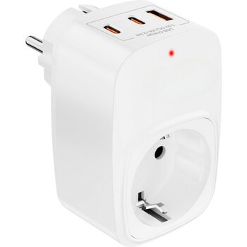 Vetech Akım Korumalı Priz 1x Priz, 2x Type-C, 1x USB Port Çıkışlı Tekli Priz - Beyaz