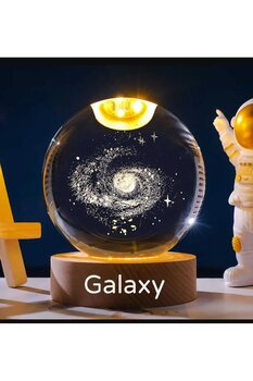 mr shopping MR Büyük Boy 8CM Işıklı cam küre 3D Kristal Cam Küre, Ahşap Soketli Gece Lambası ,Harika bir hediye