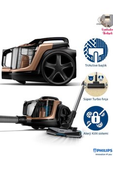 Philips Marathon Daily - Yüksek Emiş Gücü, Sessiz Çalışma ve Hepa Filtre 7000 Serisi Turbo Halıdöver