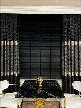 Brillant Siyah Renk %100 Orijinal Ahşap Jaluzi Perde 50 Mm Ofis Modern Ve Tüm Mekanlar Için - 200 x 190 cm