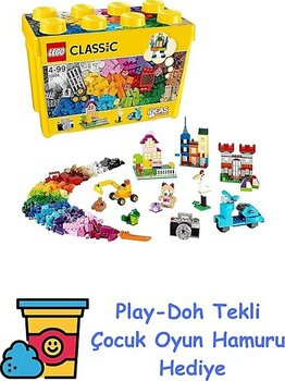 LEGO Classic LEGO Büyük Boy Yaratıcı Yapım Kutusu 10698-4 Yaş ve Üzeri Çocuklar Için Yaratıcı Oyuncak Yapım Seti (790 Parça) + Play-Doh Oyun Hamuru