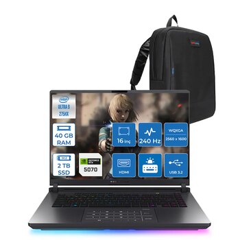 Asus Rog Strix G16 Intel Core Ultra 9 275hx 40gb Ddr5 2tb Ssd 8gb/Rtx5070/115w 16" 2.5k 240hz 3ms Ips Windows 11 Home Taşınabilir Bilgisayar S5116h15 + Zettaçanta