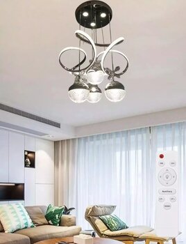 NZL Lighting Papatya 3 Işık Kumandalı Beyaz Sarı Günışığı Krom Salon Avize