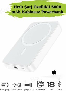 Magsafe Battery Pack Powerbank Iphone Uyumlu Kablosuz Magsafe Şarj Aleti Şarj Cihazı Powerbank