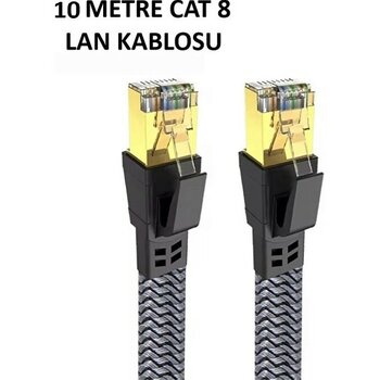 Cat 8 Lan Kablosu –ethernet Kablosu Örgü Kaplama, Yüksek Hızlı (10 Metre) - 10 m - Renkli