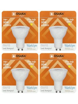 (4 Adet) Osaka 7w (50w) Sarı Işık (3000k) Gu10 Duylu Led Spot Ampul